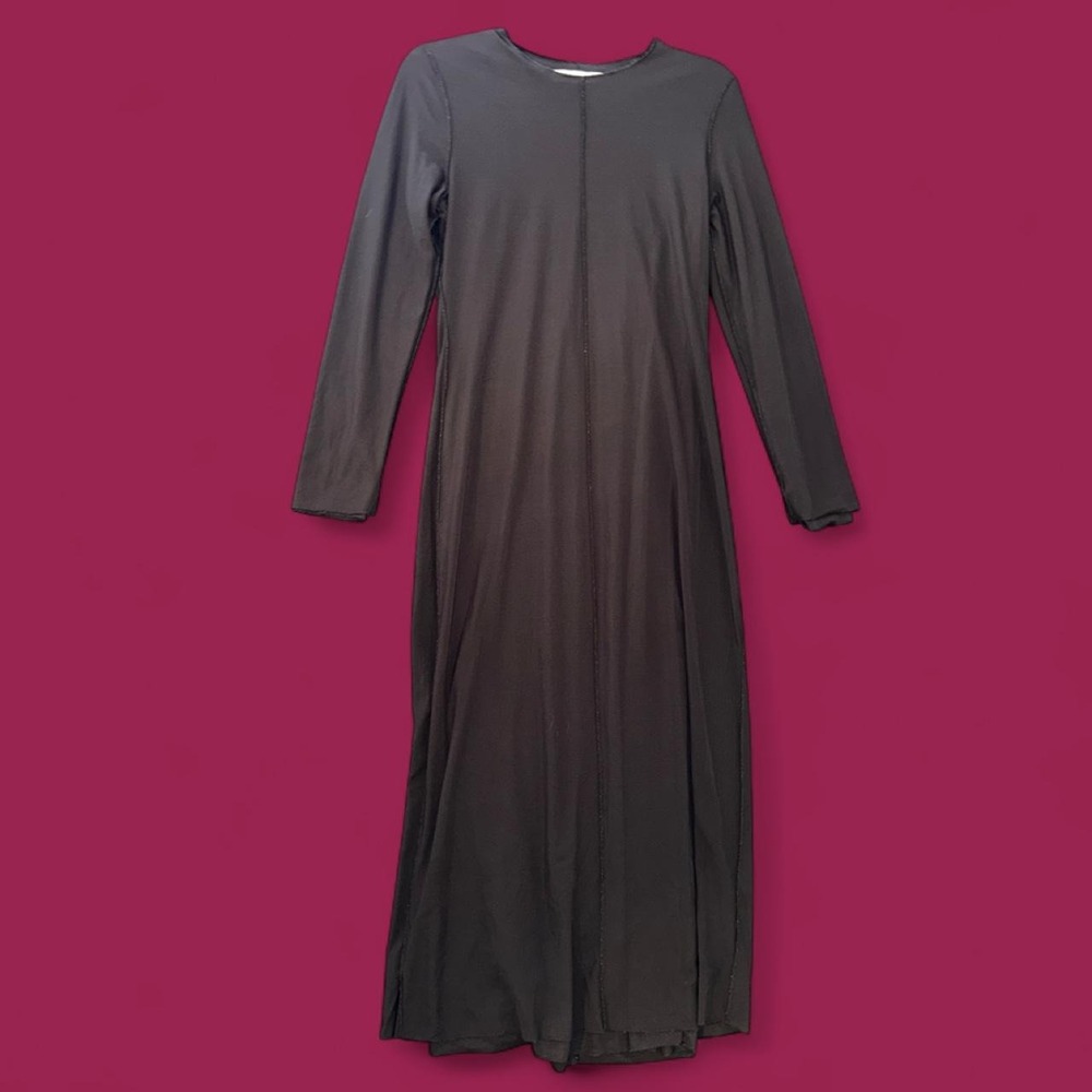 Touché Privé Black Mesh Overlay Long Sleeve Maxi Dress Size 38 / US 6 Small